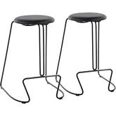 Finn 26" Counter Stool in Black Leatherette & Black Steel (Set of 2)
